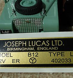 Land Rover Early Series 1 1949-57 Lucas B12 Coil Black/Gold Sticker Decal